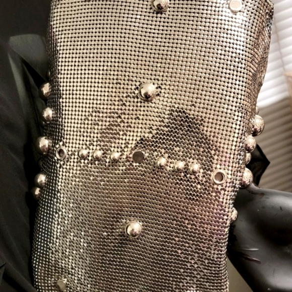 RARE JIMMY CHOO Liquid Silver Mesh Tam Tote - Picture 9 of 16